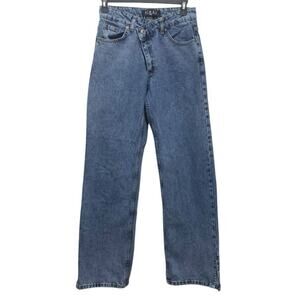 PIRAL Cross Button Straight Leg Jeans Women’s XS Blue Mid Rise Denim